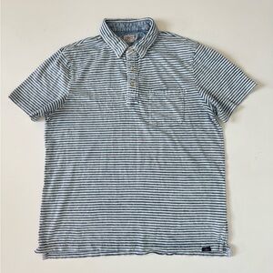 Faherty Brand Striped Polo Shirt Men’s M Organic Cotton Blue White Short Sleeve